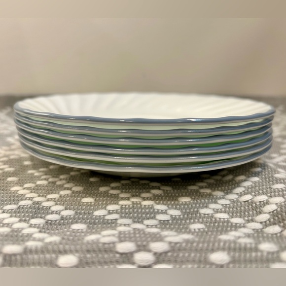 Set of 6 CORELLE Gray Band White Swirled Saucer Plates - Break & Chip Resistant - Picture 10 of 13